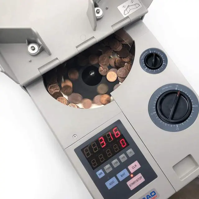 Alt view image 13 of 14 - Ribao CS-10S High Speed Portable Coin Counter and Sorter, 1800 Coins per Minute Counting Speed, 2000 Coins Hopper Capacity, Suitable for International Coins and Tokens
