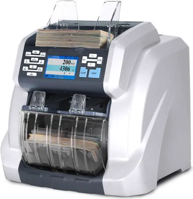 Alt view image 8 of 14 - Ribao BCS-160 Two-Pocket Mixed Denomination Money Counter, 2 Year Warranty, Bank Grade Counterfeit Detection Serial Number Record Multi Currency Cash Bill Counter & Sorter
