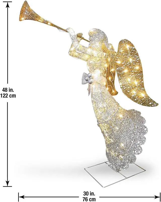 Alt view image 10 of 11 - National Tree Company DF070005U 48" Silver Angel Decor, AC Powered - Cool White LED Lights - 24" x 30 "x 48" - Silver