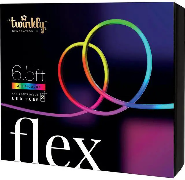 Alt view image 2 of 11 - Twinkly Flex 6.5 Ft RGB LED Bluetooth Light Tube with 16 Million Colors, White