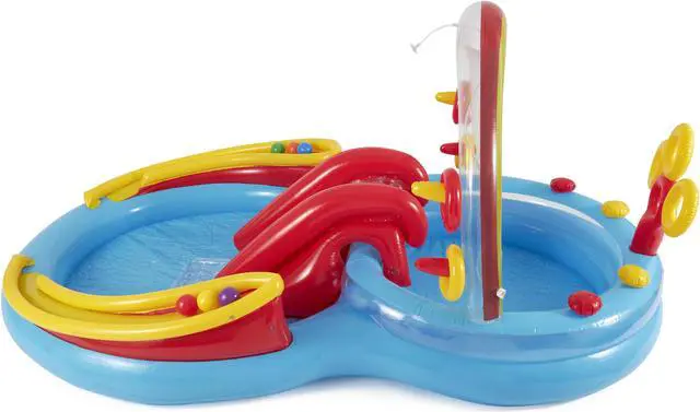 Alt view image 17 of 20 - Intex 9.75 x 6.3 Foot Rainbow Slide Inflatable Pool and Water Slide Ring Center