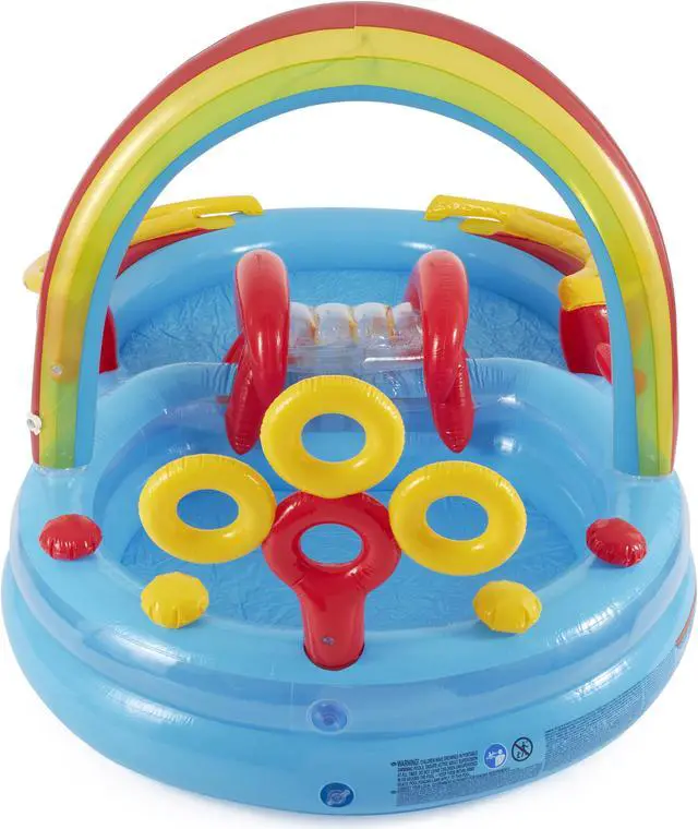 Alt view image 20 of 20 - Intex 9.75 x 6.3 Foot Rainbow Slide Inflatable Pool and Water Slide Ring Center