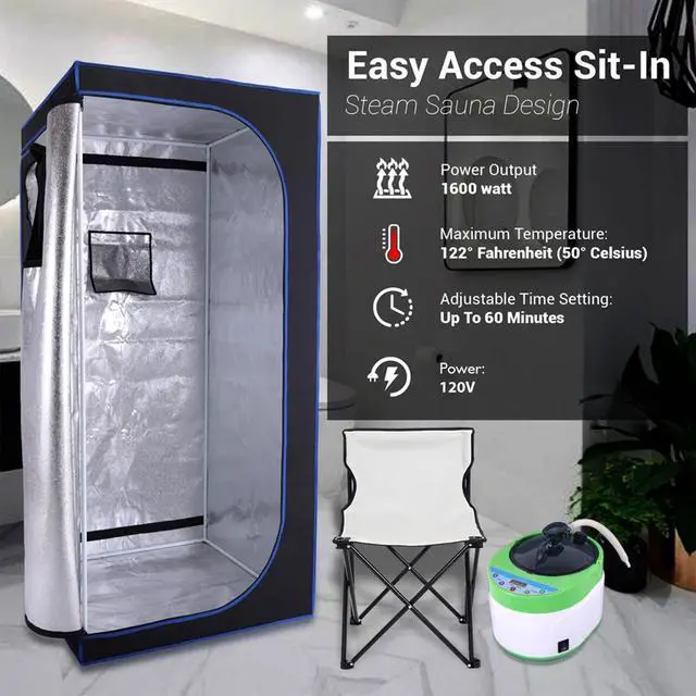 Alt view image 3 of 8 - SereneLife Portable Full Size Personal Home Spa Steam Sauna with Remote, Black