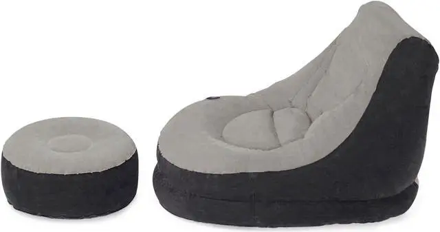 Alt view image 3 of 6 - Intex 68564E Inflatable Ultra Lounge Chair With Cup Holder And Ottoman Set, Gray