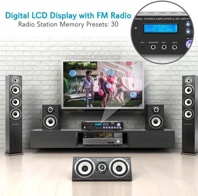 Alt view image 7 of 10 - multi channel bluetooth preamplifier receiver  2000 watt audio home speaker sound stereo receiver w/radio, usb, headphone, aux, rca, dual microphone w/echo, led, wireless streaming  pyle p2001bt