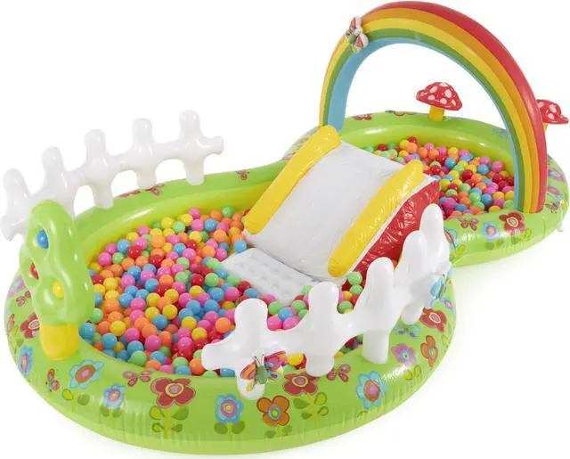Alt view image 3 of 10 - Intex 57154EP Colorful Inflatable My Garden Water Filled Play Center with Slide