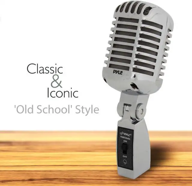 Alt view image 7 of 10 - Pyle - Classic Retro Die Cast Metal Vintage Style Dynamic Vocal Microphone with 16ft XLR Cable (Silver)