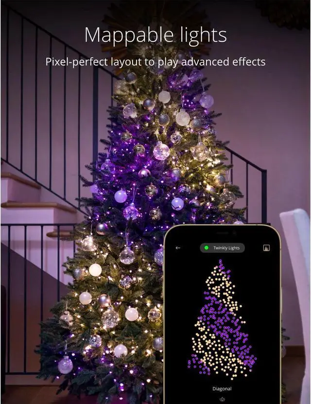 Alt view image 4 of 13 - Twinkly Strings App-Controlled Smart LED Christmas Lights 250 Multicolor & White
