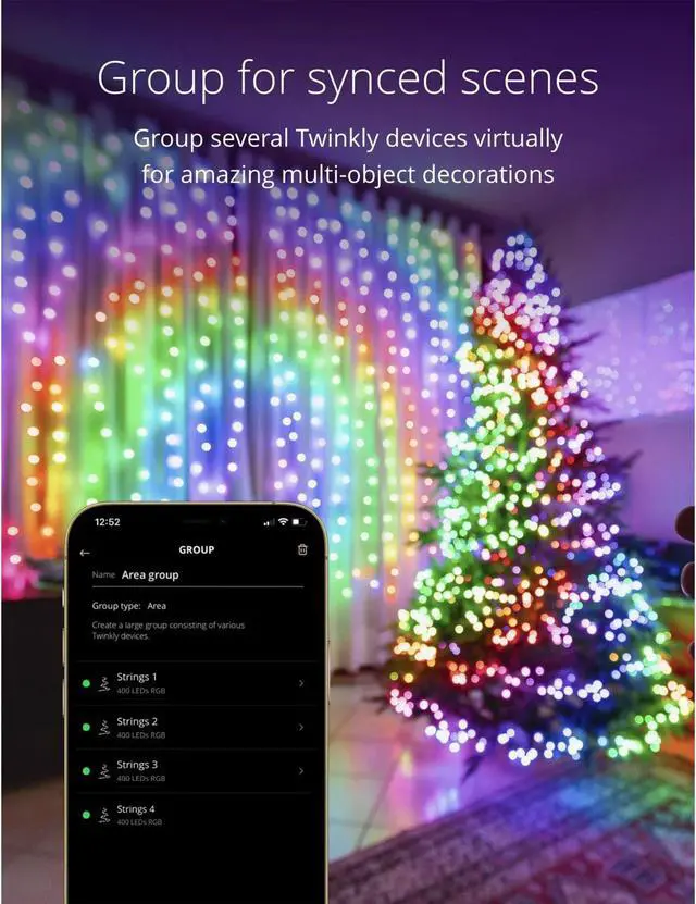 Alt view image 5 of 13 - Twinkly Strings App-Controlled Smart LED Christmas Lights 250 Multicolor & White