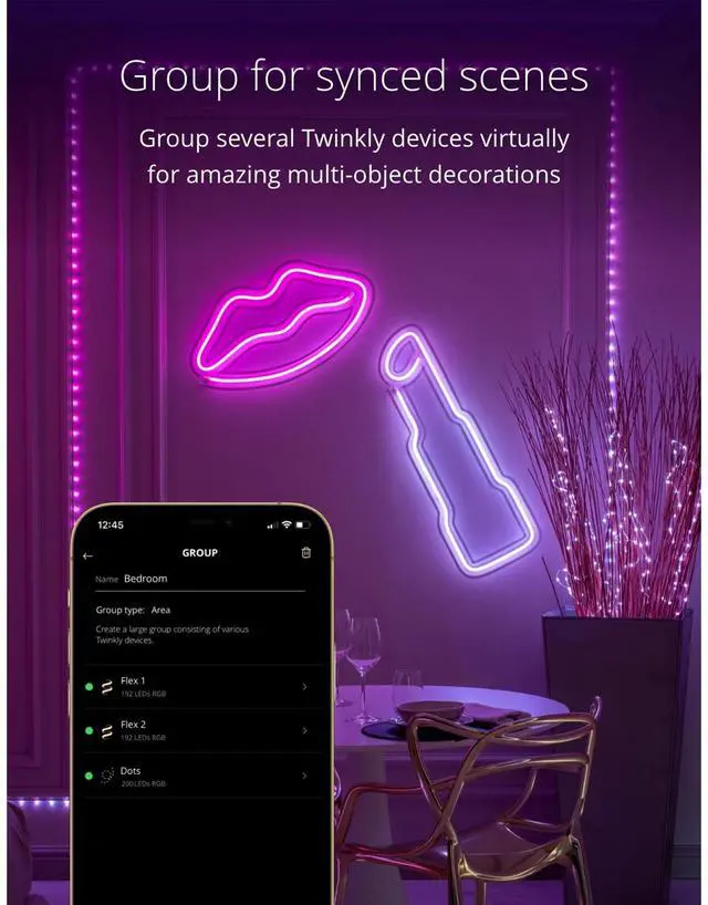 Alt view image 5 of 11 - Twinkly Flex 6.5 Ft RGB LED Bluetooth Light Tube with 16 Million Colors, White