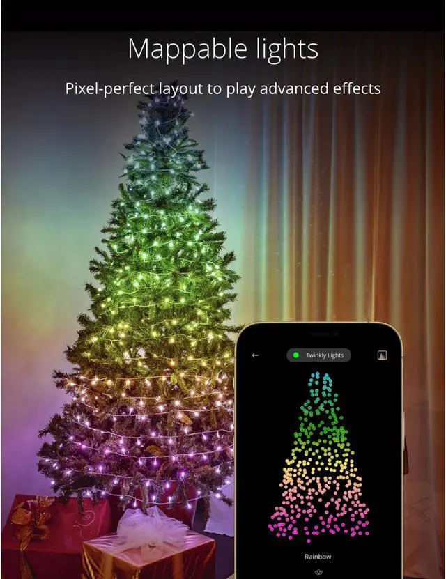 Alt view image 3 of 11 - Twinkly Pre-Lit Tree App-controlled 7.5-Ft Christmas Tree w/ 400 RGB+W LEDs