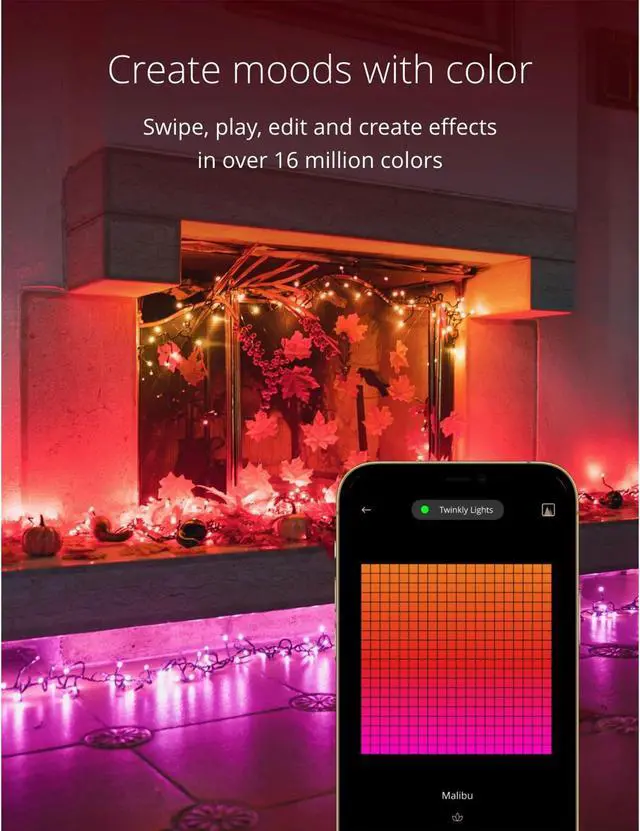 Alt view image 2 of 15 - Twinkly Cluster App-Controlled Smart LED Christmas Lights 400 Multicolor RGB