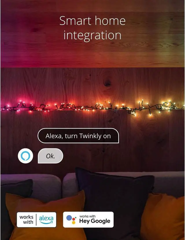 Alt view image 10 of 15 - Twinkly Cluster App-Controlled Smart LED Christmas Lights 400 Multicolor RGB