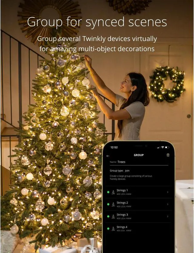 Alt view image 15 of 16 - Twinkly Strings App-Controlled LED Christmas Lights 250 AWW (Amber & White)