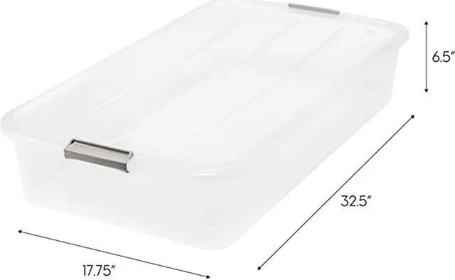 Alt view image 2 of 11 - IRIS USA 50qt Underbed Storage Latching Container, Clear