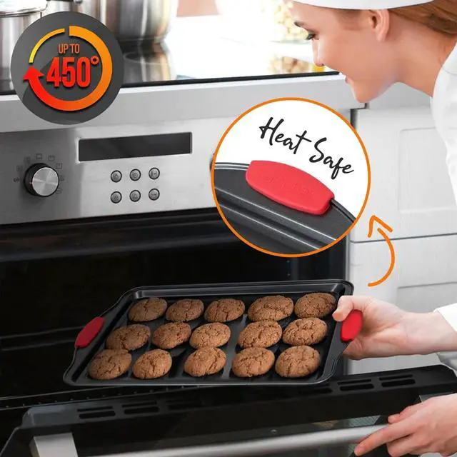 Alt view image 5 of 7 - NutriChef Kitchen Deluxe Oven Non Stick Gray Carbon Steel 3 Piece Bakeware Set