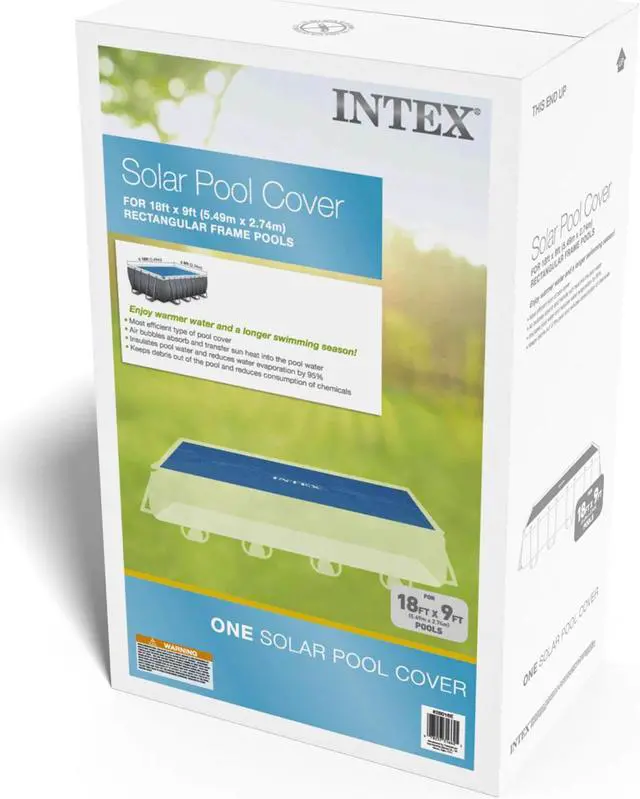 Alt view image 7 of 8 - Intex Solar Pool Cover for 18' x 9' Rectangular Frame Swimming Pools, Cover Only