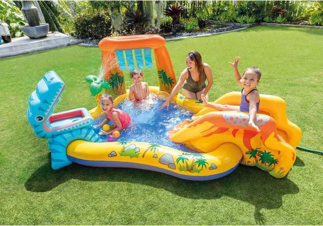 Alt view image 5 of 19 - Intex Dinosaur Play Center Inflatable Kiddie Pool