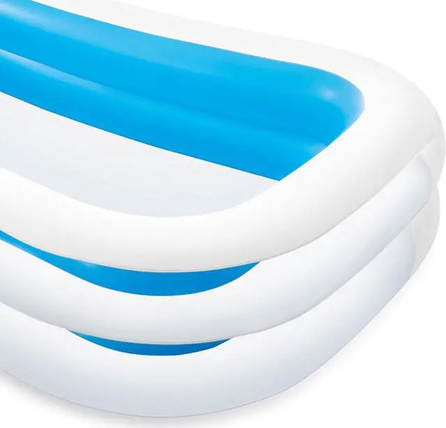 Alt view image 3 of 11 - Intex Inflatable 8.5' x 5.75' Swim Center Family Pool for 2-3 Kids, Blue & White
