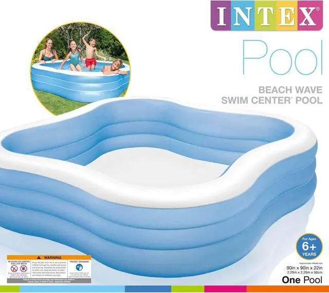 Alt view image 7 of 7 - Intex Swim Center 90in x 90in x 2in Inflatable Play Kids Backyard Swimming Pool