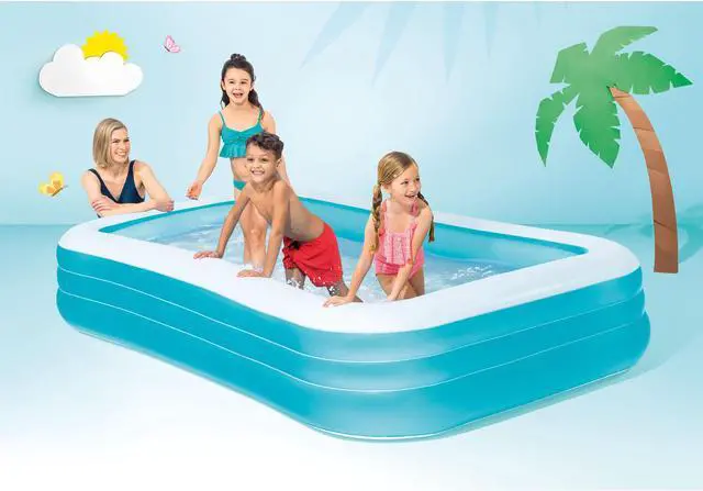 Alt view image 3 of 12 - Intex Swim Center Family Backyard Inflatable Kiddie Swimming Pool, Color Varies
