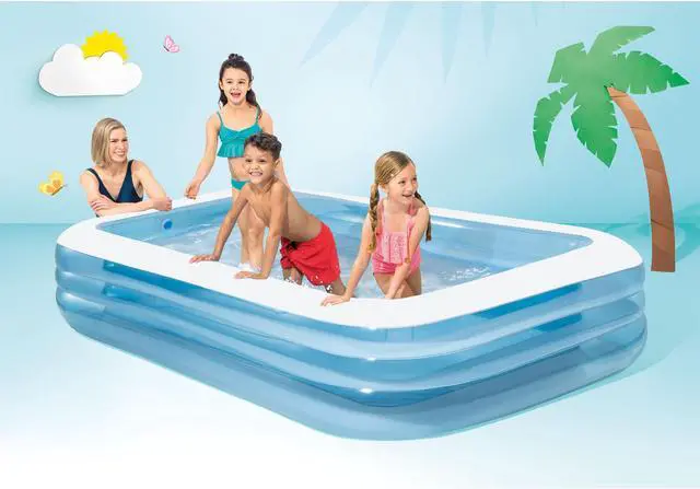 Alt view image 7 of 12 - Intex Swim Center Family Backyard Inflatable Kiddie Swimming Pool, Color Varies