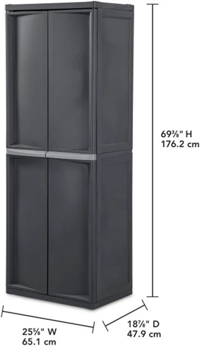 Alt view image 5 of 11 - Sterilite Adjustable 4-Shelf Storage Cabinet With Doors, Gray | 01423V01