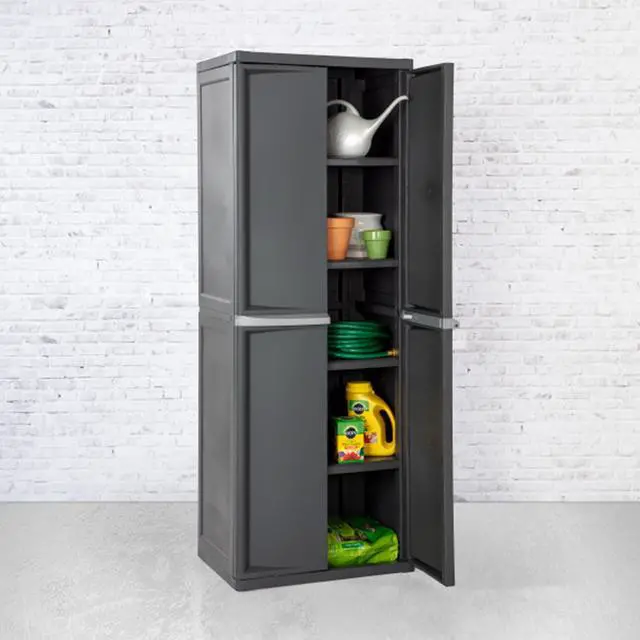 Alt view image 8 of 11 - Sterilite Adjustable 4-Shelf Storage Cabinet With Doors, Gray | 01423V01