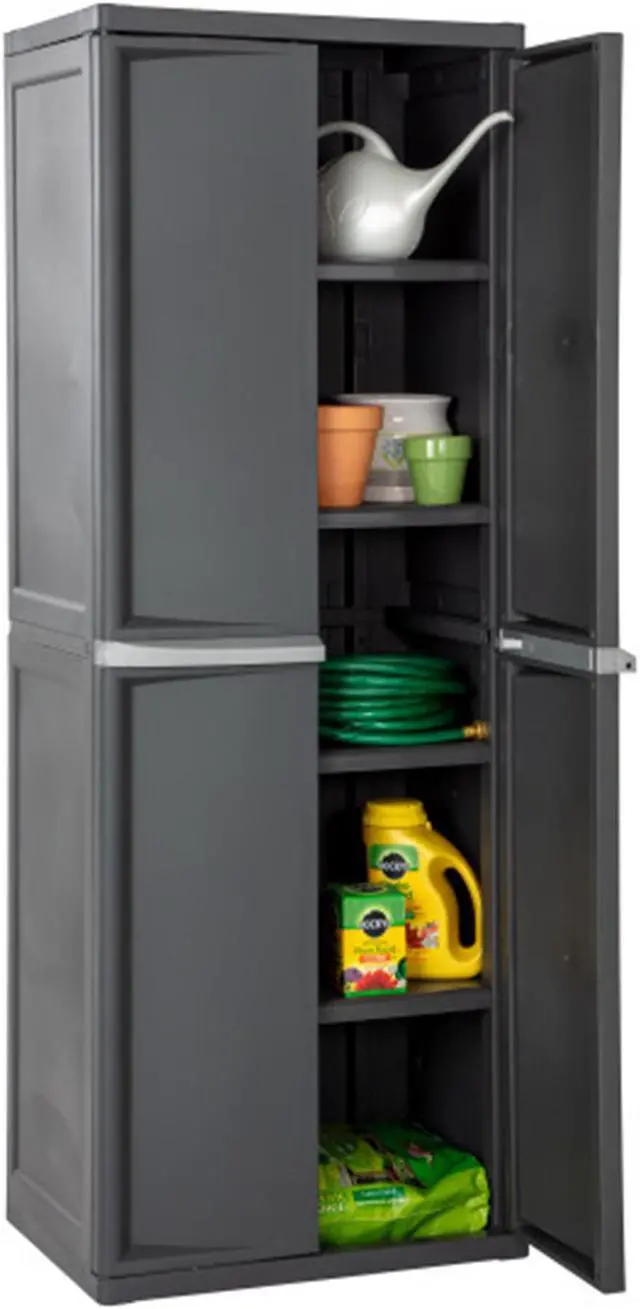 Alt view image 11 of 11 - Sterilite Adjustable 4-Shelf Storage Cabinet With Doors, Gray | 01423V01