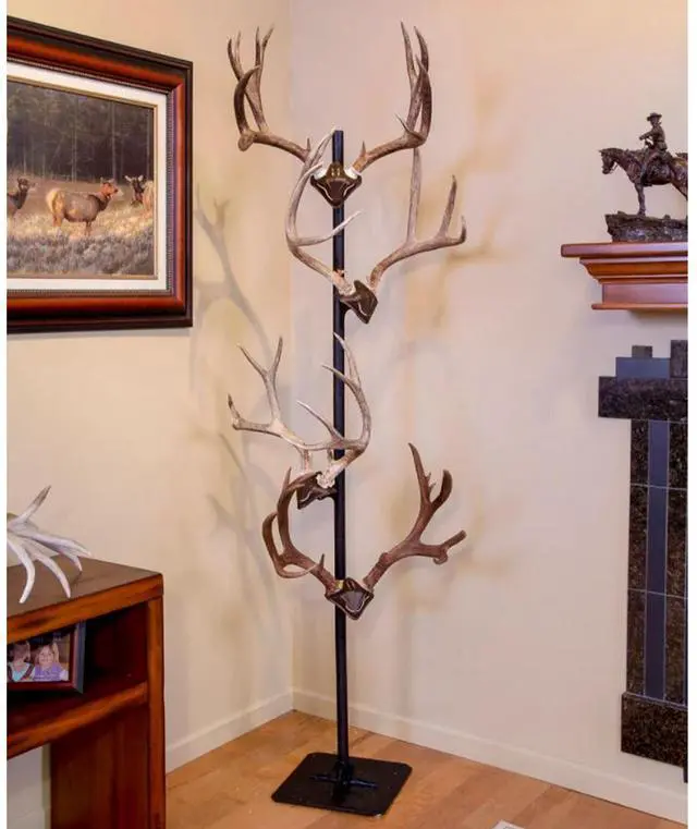 Alt view image 9 of 16 - Skull Hooker Skull Hooker Trophy Tree Floor Display 5 Brackets Black