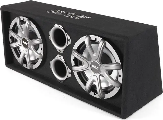 Alt view image 2 of 7 - Pyle 10 Inch 1100 Watt Slim Mount Truck Audio Dual Bass Subwoofer Box System