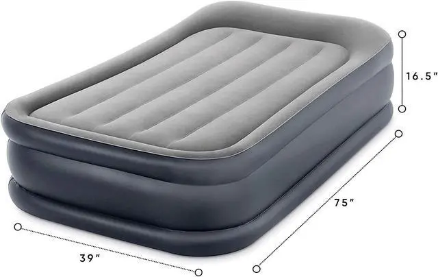 Alt view image 6 of 6 - Intex Dura Beam Deluxe Pillow Raised Airbed Mattress with Built In Pump, Twin