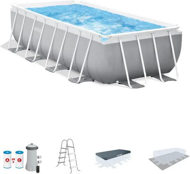 Alt view image 11 of 13 - Intex 16 Foot x 42 Inch Prism Frame Rectangular Above Ground Swimming Pool Set