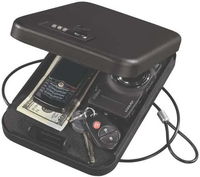Alt view image 2 of 7 - Stack-On Compact Portable Slim Steel Security Case Mini Safe, Small, Matte Black