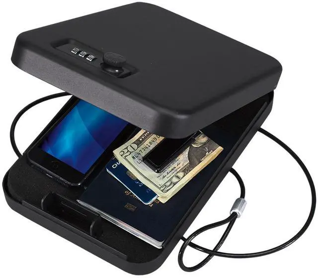 Alt view image 3 of 7 - Stack-On Compact Portable Slim Steel Security Case Mini Safe, Small, Matte Black