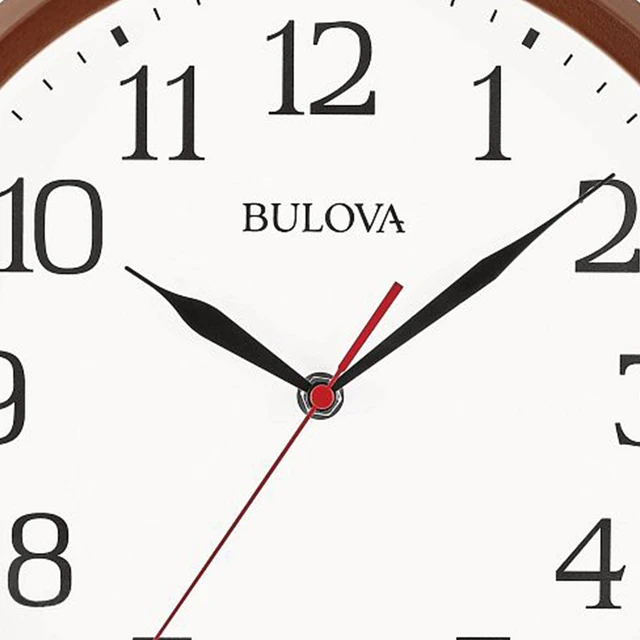 Alt view image 3 of 5 - Bulova Clocks C4899 Clarity 12 Inch Diameter Analog Wall Clock, Warm Walnut