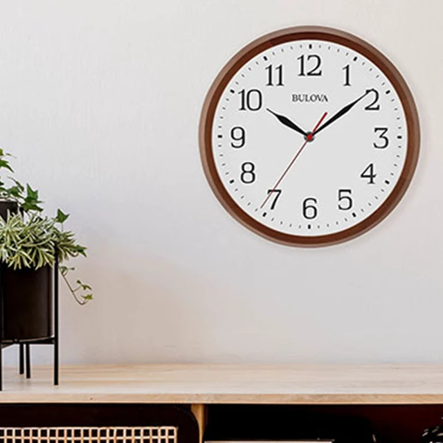 Alt view image 5 of 5 - Bulova Clocks C4899 Clarity 12 Inch Diameter Analog Wall Clock, Warm Walnut