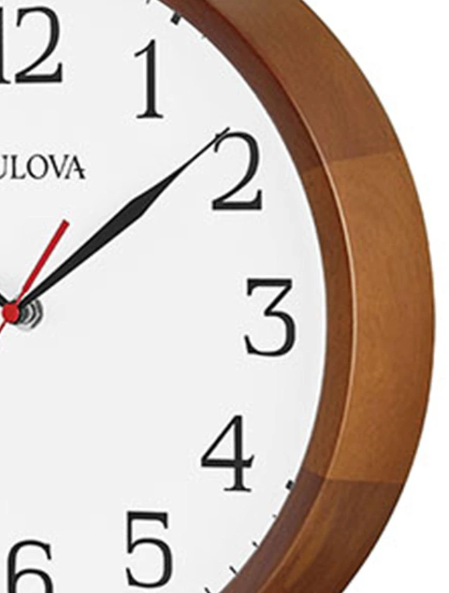 Alt view image 4 of 5 - Bulova Clocks C4899 Clarity 12 Inch Diameter Analog Wall Clock, Warm Walnut
