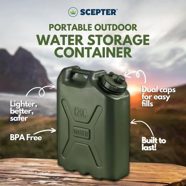 Alt view image 7 of 9 - Scepter BPA Durable 5 Gallon 20 Liter Portable Water Storage Container, Green
