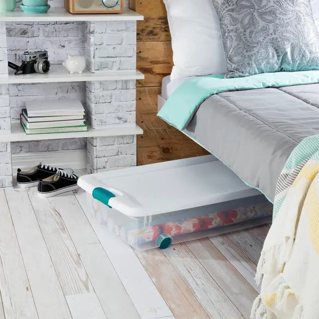 Alt view image 11 of 13 - Storage Tote, Color Clear/White, Outside Height 7", Outside Length 33-7/8"