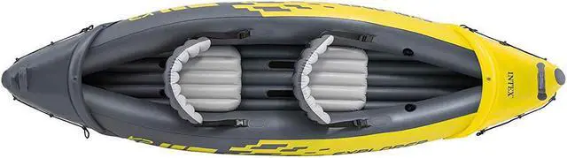 Alt view image 10 of 15 - Intex Explorer K2 2-Person Inflatable Kayak Set with Oars and Air Pump, Yellow