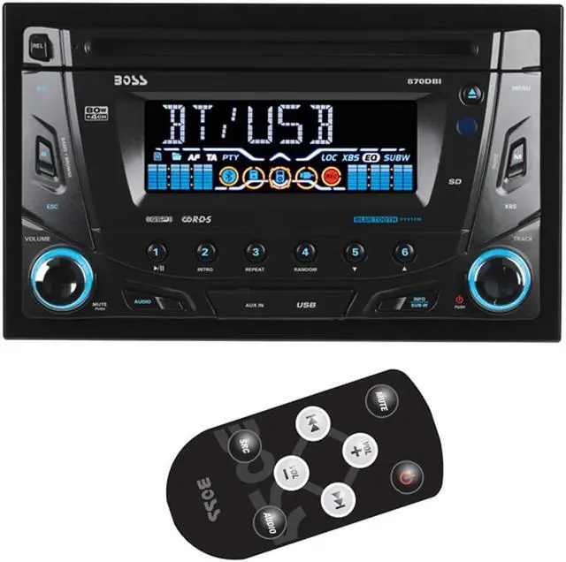 Alt view image 7 of 12 - BOSS AUDIO 870DBI Double-DIN MP3 Player Receiver, Bluetooth, Detachable Front Panel, Wireless Remote
