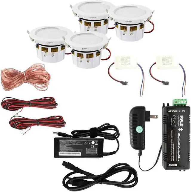 Main image of Pyle Pro 4-Inch Bluetooth Ceiling or Wall Speaker Kit with 4 Frames & LED Light (4 Pack)
