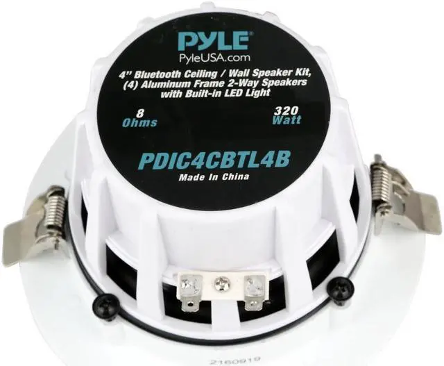 Alt view image 2 of 5 - Pyle Pro 4-Inch Bluetooth Ceiling or Wall Speaker Kit with 4 Frames & LED Light (4 Pack)