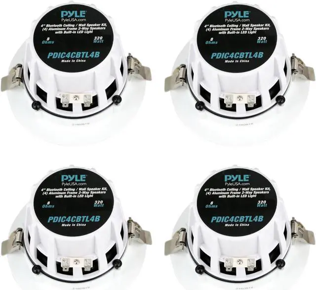 Alt view image 4 of 5 - Pyle Pro 4-Inch Bluetooth Ceiling or Wall Speaker Kit with 4 Frames & LED Light (4 Pack)