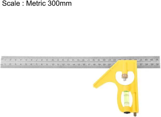 Alt view image 2 of 3 - 300mm/ 12''  Combination Square Try Square Ruler Stainless Steel Carpenter Tools Yellow