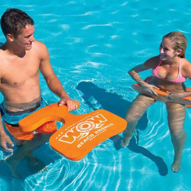 Alt view image 3 of 5 - WOW Watersports 1 Person Soft Foam Beach Bronco Swimming Pool Saddle, Orange