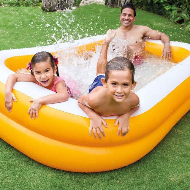 Alt view image 3 of 4 - Intex 57181EP 7.5ft x 4.8ft x 18in Mandarin Swim Center Inflatable Pool, Orange