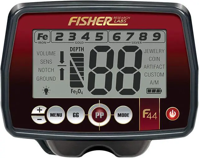 Alt view image 2 of 5 - Fisher Research F44 Multi-Purpose Metal Detector, 11" Coil, 7.69 kHz Freq