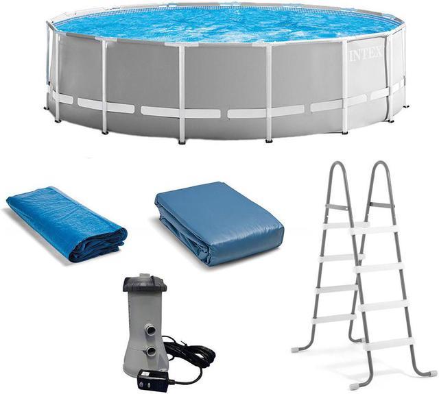 Intex 15ft X 48in Metal Frame Pool Set with Filter Pump, Ladder, Ground  Cloth & Pool Cover